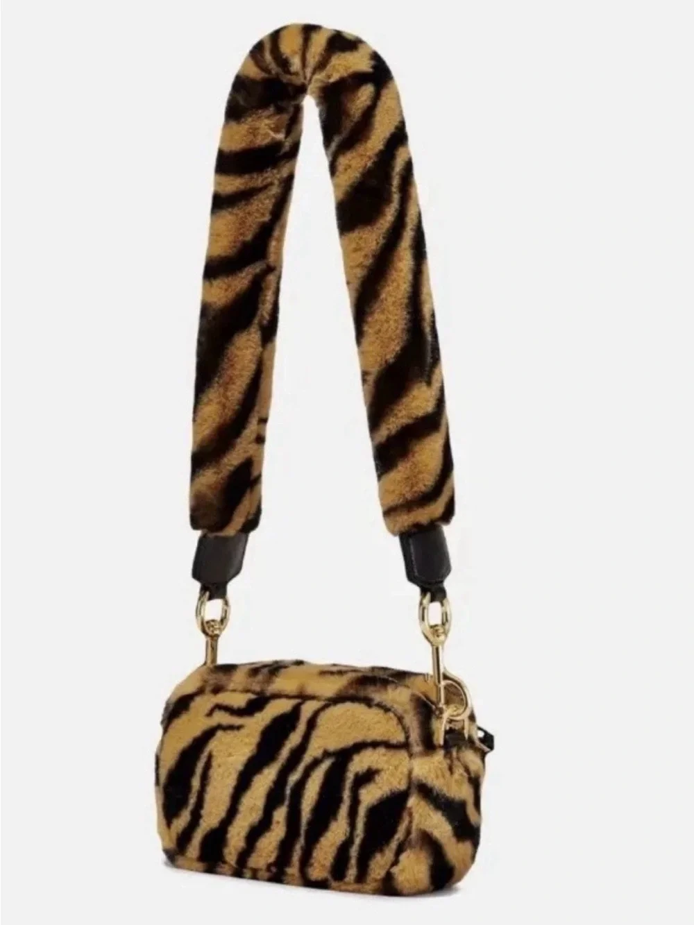Marc Jacobs Tiger-Print Faux Fur Crossbody in Brown and Black with Gold Hardware - Picture 4 of 6